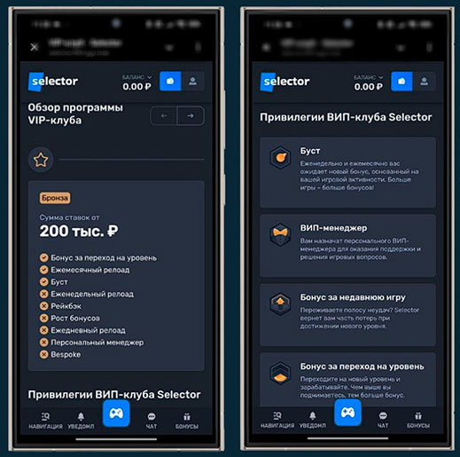 Программа лояльности в Selector Casino