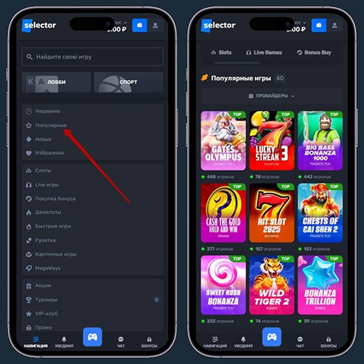 Топовые автоматы на сайте